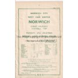 NORWICH CITY V WEST HAM UNITED 1937 LNER handbill for the League match on 27/12/1937. Good condition