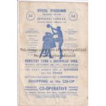 SHEFFIELD WEDNESDAY Programme for the away Benefit match v. Oswestry Town 24/9/1951, horizontal