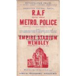 R.A.F. XI V MET. POLICE 1943 Programme for the match at Wembley 5/5/1943. Generally good