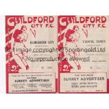 GUILDFORD CITY Two home programmes from the 1947/48 season in the Southern League v Yeovil Town