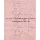 BIRMINGHAM 1936/7 AUTOGRAPHS An album sheet with 12 autographs including Dearson, Steel, Hibbs,