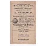 WORKINGTON V NEWCASTLE UNITED 1928 Four page Card programme Workington v Newcastle United North