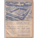 EVERTON V ASTON VILLA 1939 Programme for the League match at Everton 29/4/1939, tape on the inside