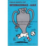 1972 EUROPEAN CUP FINAL Programme for Inter Milan v Ajax in Rotterdam. Good