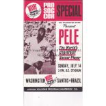 PELE Programme Washington Whips v Santos played at the DC Stadium, Washington 14/7/1968. Pele played
