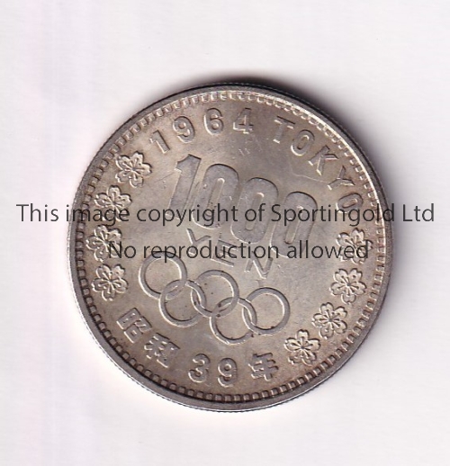 1964 OLYMPIC GAMES TOKYO Coin 1,000 Yen issued for the Tournament. Good