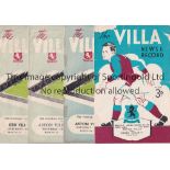 ASTON VILLA Seventeen home programmes and four aways 1948-1960 plus Book "Aston Villa 1886-1982".