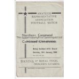 WARTIME FOOTBALL 1946 Programme for Northern Command v Combined Universities 12/1/1946 at Bishop