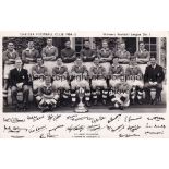 CHELSEA Black & White postcard team group of the Championship Chelsea winning side of 1954/55 signed