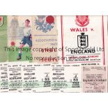 ENGLAND Seventeen England home programmes and one Away v Wales 1955 plus 4 tickets v Scotland