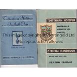 SPURS Tottenham handbooks for the 1949/50 (2nd Division Champions) and 1960/61 (Double season).