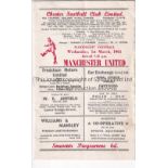 MAN UNITED Manchester United away friendly programme at Chester 1/3/1961. Light vertical fold on