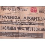 1966 WORLD CUP ENGLAND Star Sheffield World Cup souvenir newspaper for the World Cup Fortnight 2/7/