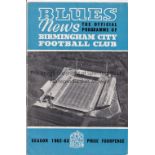 LEAGUE CUP FINAL 1963 Programme Birmingham City v Aston Villa League Cup Final 1st Leg 23/5/1963.