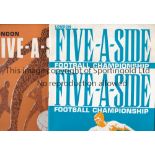 LONDON FIVE-A-SIDE Three programme for the Evening Standard, London Five-A-Side Tournaments 1967 and