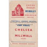 1945 FL SOUTH CUP FINAL Programme for Chelsea v Millwall which has been repaired. Fair