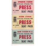 1956 OLYMPICS MEBOURNE Three Press passes, Main Stadium M.C.G., Boxing Stadium and Swimming Stadium.