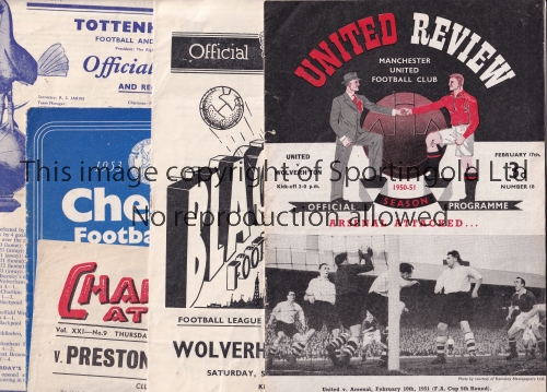 1950'S FOOTBALL PROGRAMMES Seven programmes: Man. Utd. V Wolves 50/1, Blackpool v Wolves 50/1