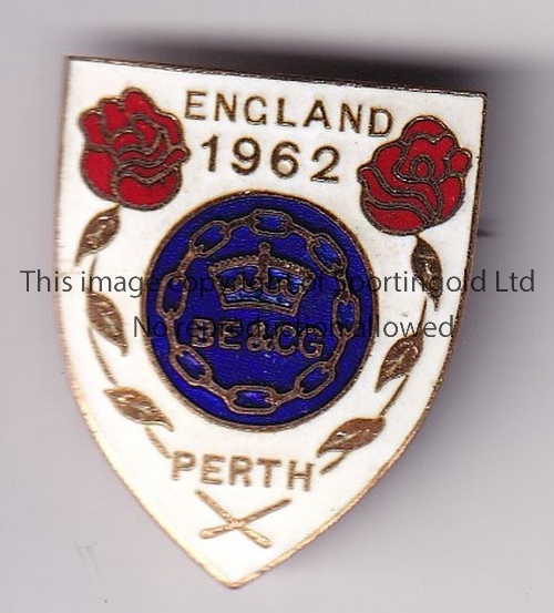 1962 COMMONWEALTH GAMES PERTH Official England metal Tournament badge. Good