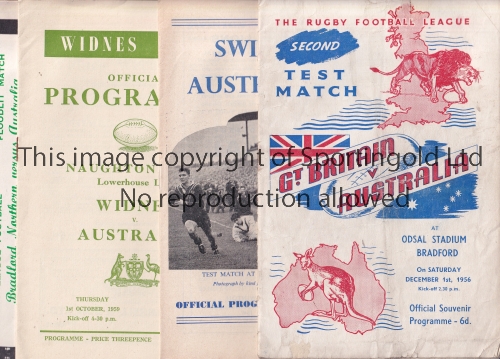 RUGBY LEAGUE AUSTRALIA A collection of 29 programmes all relating to matches played by Australia