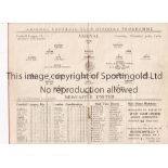 ARSENAL V NEWCASTLE UNITED 1929 Programme for the League match at Arsenal 30/11/1929, horizontal