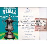 1976 FA CUP FINAL /SOUTHAMPTON V MANCHESTER UNITED Programme, ticket and Wembley Luncheon Table