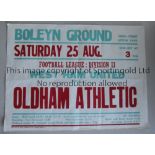 WEST HAM UNITED A 20" X 15" official home match poster v. Oldham Athletic 25/8/1979. Good