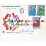 FIRST DAY COVER SIGNED BY RAMSEY, MERCER AND STEIN FDC for the Inter-Common Market Soccer match, The