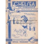 CHELSEA / MILLWALL Programme at Stamford Bridge 24/4/1940. Football League South. Low crowd of 2000.