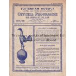 SPURS / HIBS Programme Tottenham Hotspur v Hibernian (Friendly) 25/4/1949. Light horizontal fold