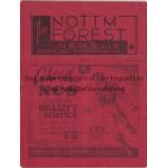 NOTTINGHAM FOREST V STOCKPORT COUNTY 1937 Programme for the League match at Forest 1/9/1937,