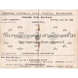 ARSENAL V TOTTENHAM HOTSPUR 1928 Programme for the Combination match at Arsenal 7/4/1928, slightly