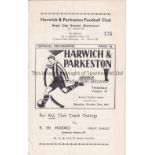 TOTTENHAM HOTSPUR Programme for the away Eastern Counties League match v Harwich and Parkeston 23/