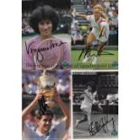 WIMBLEDON WINNERS AUTOGRAPHS Six signed picture postcards by Martina Navratilova, Pete Sampras, John