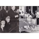 SIR WINSTON CHURCHILL Two black & white Press photographs: 8" X 6" leaving Cote D'Azur Golf Club and
