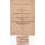WARTIME FOOTBALL IN GERMANY 1945 Scarce programme and ticket for Scottish FA XI v Combined