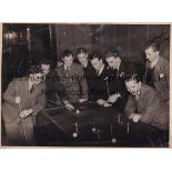 WALES FOOTBALL 1946 A 6" X 5" black & white Press photograph of Wales players relaxing playing bar