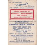 ALDERSHOT Home programme v Reading Regional War League 28/10/1939. Light foxing. No writing.