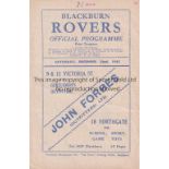 BLACKBURN ROVERS V SHEFFIELD WEDNESDAY 1945 Programme for the match at Blackburn 22/12/1945, small