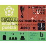 WORLD CUP 1970 Ticket for Group stage match in Puebla Uruguay v Sweden 10/6/1970. Score and scorer