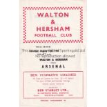 ARSENAL Programme for the away Friendly v. Walton & Hersham 15/8/1964. Good