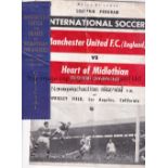 MANCHESTER UNITED V HEARTS 1960 IN USA Programme and original official's ribbon for the match at