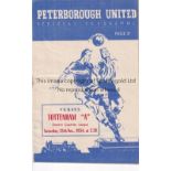 TOTTENHAM HOTSPUR Programme for the away Eastern Counties League match v Peterborough United 13/11/
