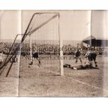 NEWPORT COUNTY V SOUTHAMPTON 1939 Two 10" X 8" black & white action Press photographs on the match