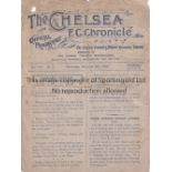 CHELSEA / PALACE Four Page 1st World War programme Chelsea v Crystal Palace 25/12/1918. Small hole