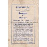 RUNCORN - BARROW 47 Runcorn home programme v Barrow, 13/12/47, Cup 2nd Round, Barrow won 1-0, four