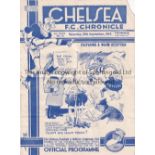CHELSEA Programme Chelsea v Stoke City 25/9/1937. Ex Bound Volume. Light horizontal fold. Piece