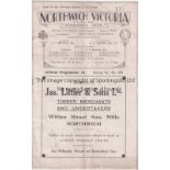 NORTHWICH VICTORIA V CHESTER 1938 Programme for the home match v. Chester 10/12/1938, vertical