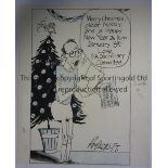 NOBBY STILES An original cartoon from 1966 by Roy Ullyett (signed by Ullyett) of Nobby Stiles (