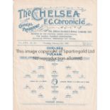 CHELSEA Single sheet home Reserves programme v Fulham 2/2/1922. Ex Bound Volume. No writing.